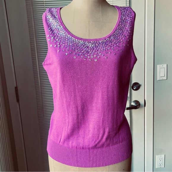 GAP Fuschia Women's Cardigan/Shell Sweater Set with Sparkling Accents NWOT - Picture 4 of 11